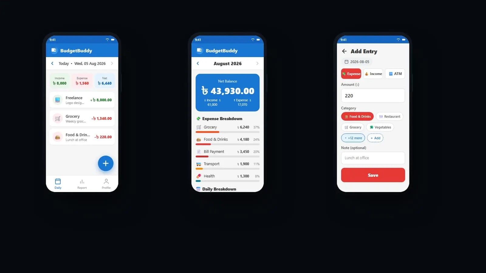 BudgetBuddy interface