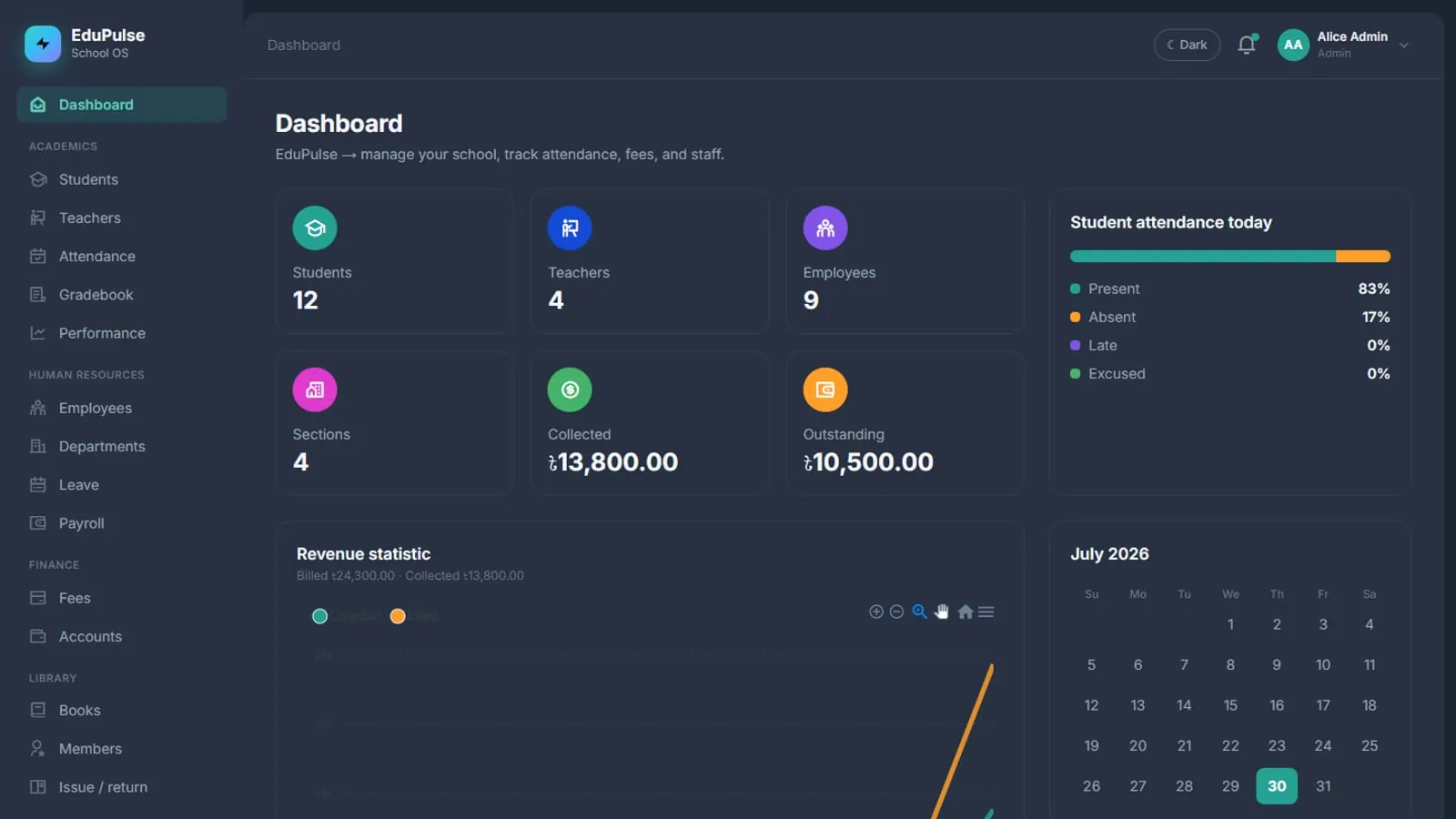 EduPulse interface